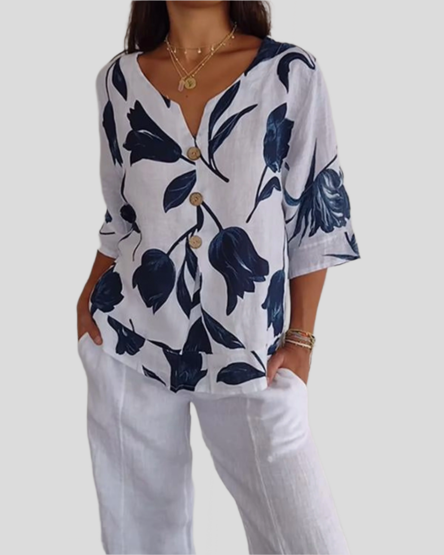 Completo Mare e Fiori – Camicia + Pantalone (2 pezzi)