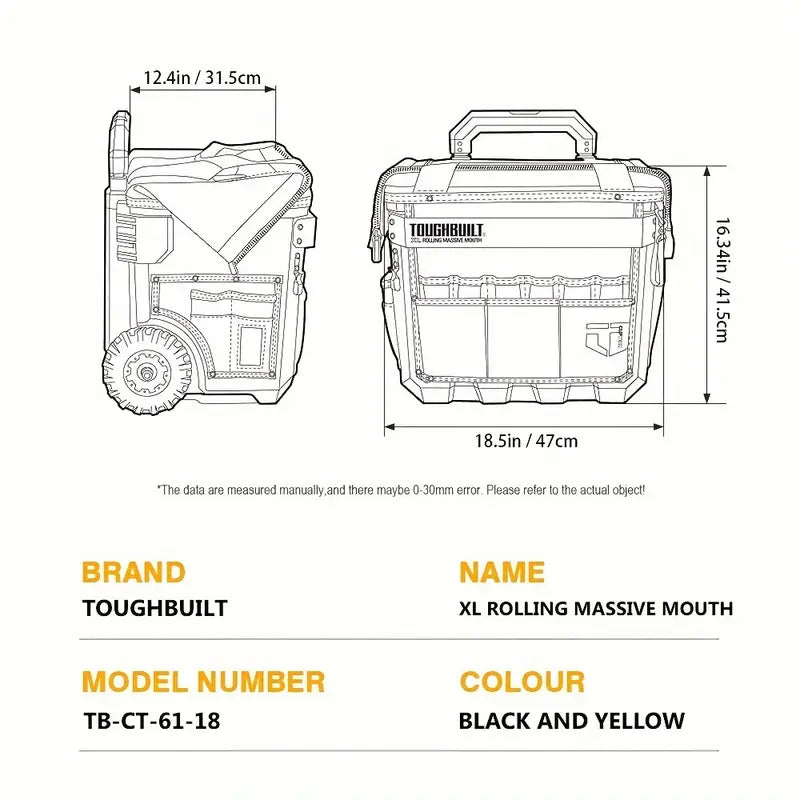 GF- XL Rolling Tool Bag with Extra Wide Opening.