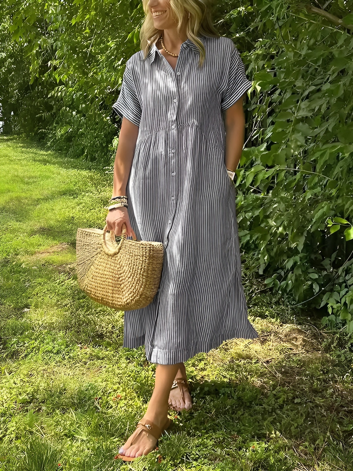 Kjellina – Camicia Abito Estivo a Righe