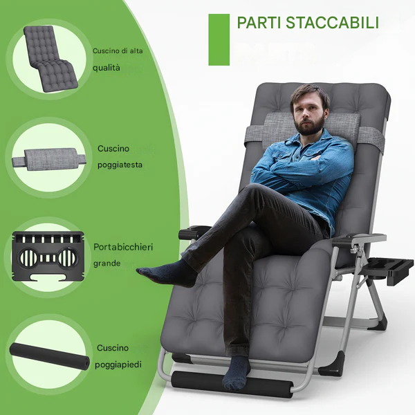 Sedia Gravità Zero XXL – Il massimo del comfort, ovunque tu sia!