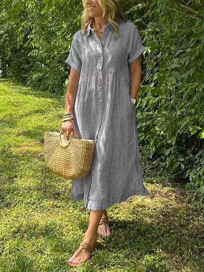 Kjellina – Camicia Abito Estivo a Righe