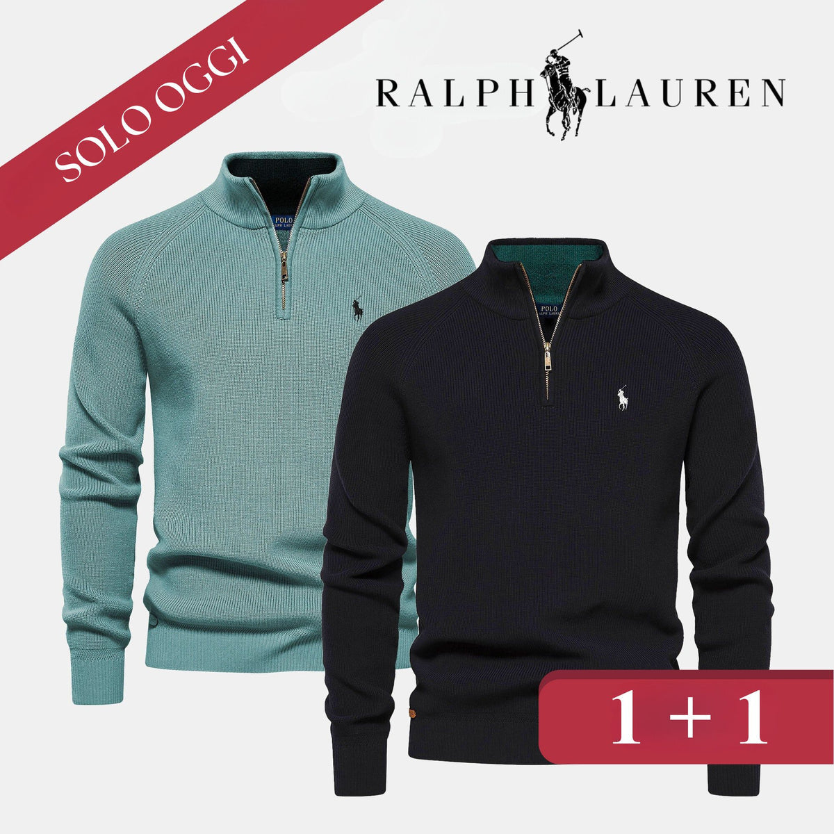 Maglione con Collo a Zip R&L 1+1 (SVUOTAMENTO MAGAZZINO)