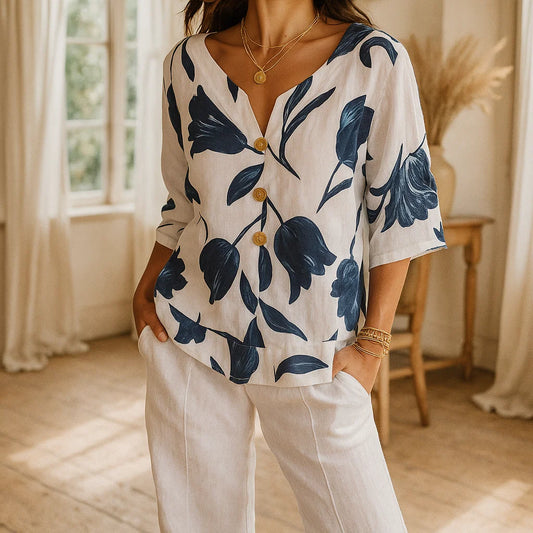Completo Mare e Fiori – Camicia + Pantalone (2 pezzi)